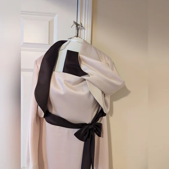 David's Bridal Sleeveless Dress with Jacket/Shrug; Size 14; Pink w/Brown accents - Picture 3 of 11